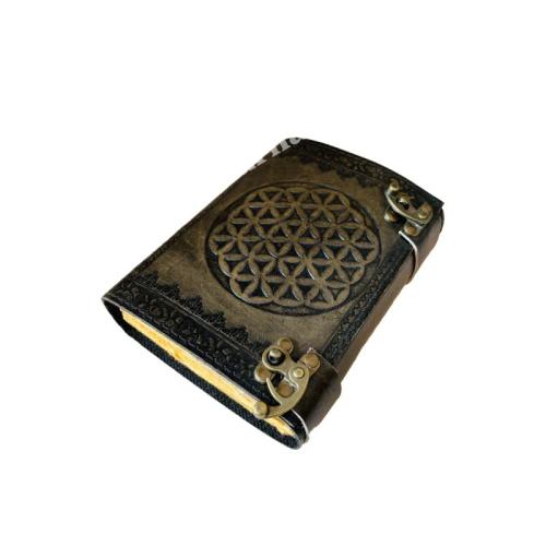 Embossed Leather Journal Antique Charcoal Book of Shadows Vintage Prop Handmade Paper Personal Organizer Gift for Him her